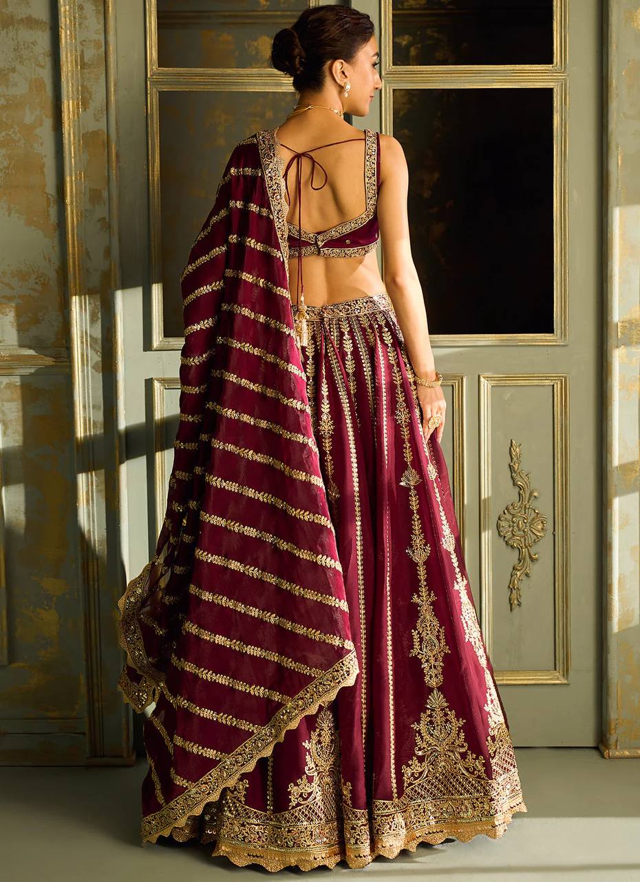 Maroon Embrace Tradition with Elegance – Kasturi Silk Lehenga Set ClothsVilla