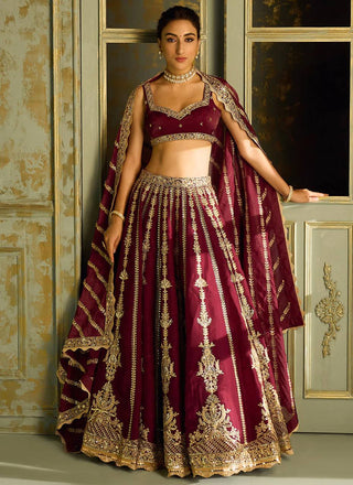 Maroon Embrace Tradition with Elegance – Kasturi Silk Lehenga Set ClothsVilla