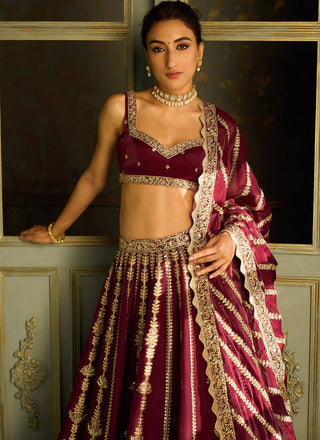 Maroon Embrace Tradition with Elegance – Kasturi Silk Lehenga Set ClothsVilla