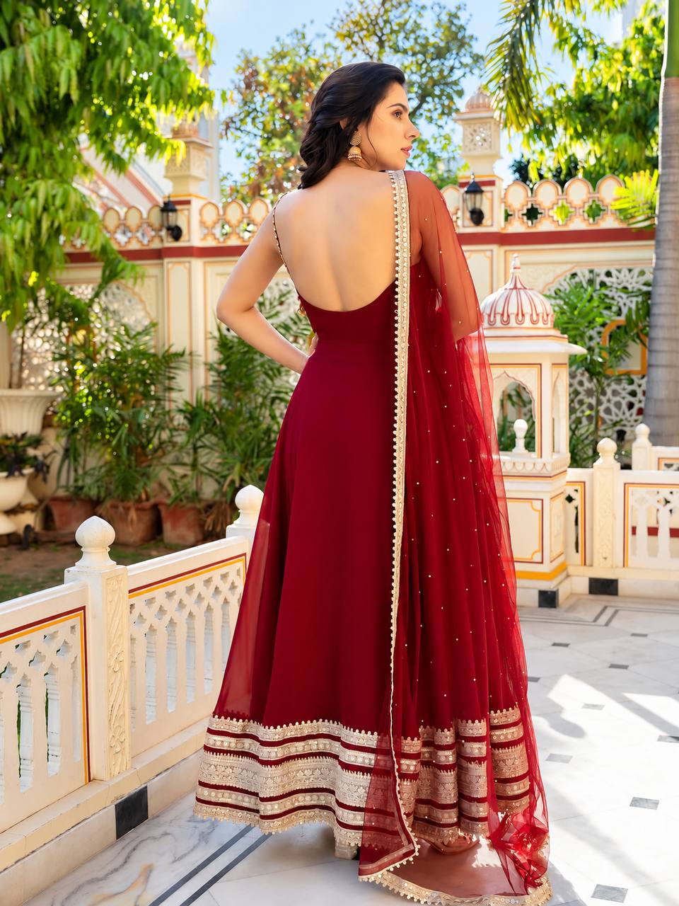 Maroon Embroidered Anarkali Suit ClothsVilla