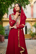 Load image into Gallery viewer, Maroon Embroidered Faux Blooming Anarkali Gown Set with Sequin &amp; Multi-Thread Work | V-Neck | Full Sleeves | Dupatta Included ClothsVilla