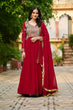 Load image into Gallery viewer, Maroon Embroidered Faux Blooming Anarkali Gown Set with Sequin &amp; Multi-Thread Work | V-Neck | Full Sleeves | Dupatta Included ClothsVilla