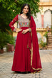 Load image into Gallery viewer, Maroon Embroidered Faux Blooming Anarkali Gown Set with Sequin &amp; Multi-Thread Work | V-Neck | Full Sleeves | Dupatta Included ClothsVilla