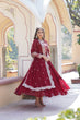 Load image into Gallery viewer, Faux Blooming Maroon Embroidered Gown with Viscose Jacquard &amp; Dupatta ClothsVilla