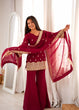 Load image into Gallery viewer, Maroon Embroidered Kurta with Bell Bottom Pant ClothsVilla