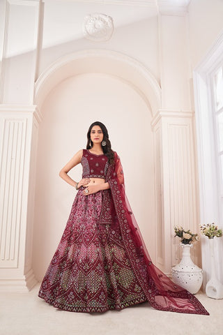 Captivating Maroon Embroidered Lehenga Choli Set - Perfect for Parties ClothsVilla