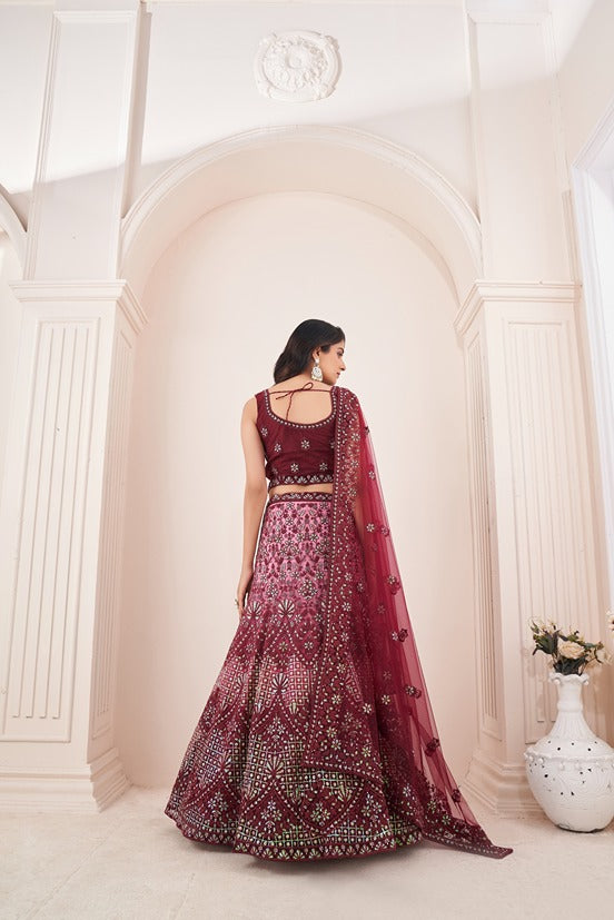 Captivating Maroon Embroidered Lehenga Choli Set - Perfect for Parties ClothsVilla