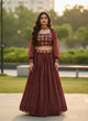 Load image into Gallery viewer, Maroon Embroidered Lehenga Set ClothsVilla