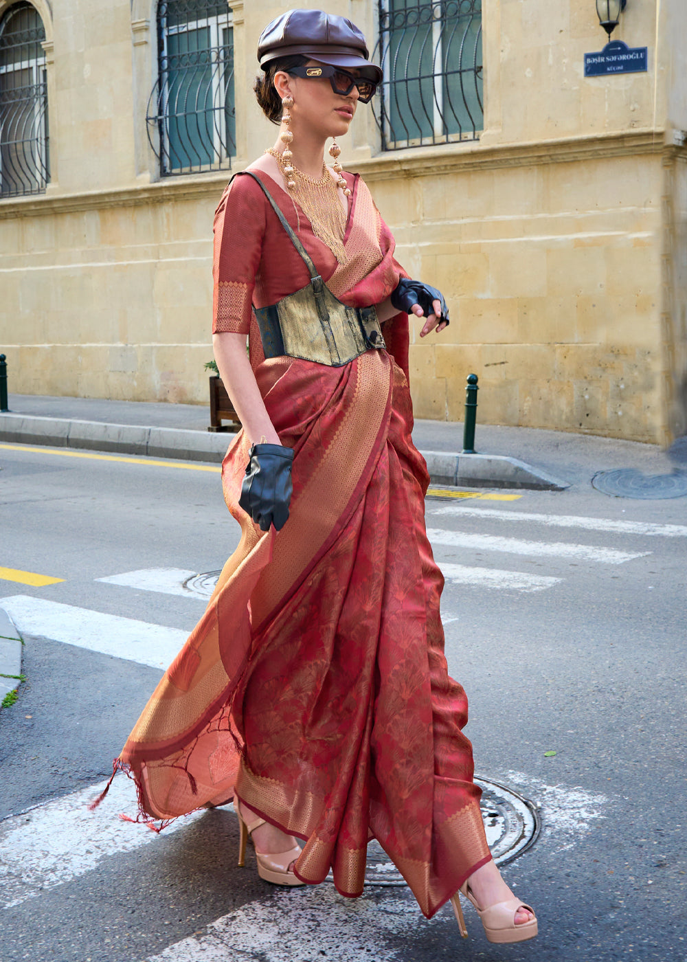Maroon Ethereal Organza Silk Saree – Graceful & Glamorous Drape ClothsVilla