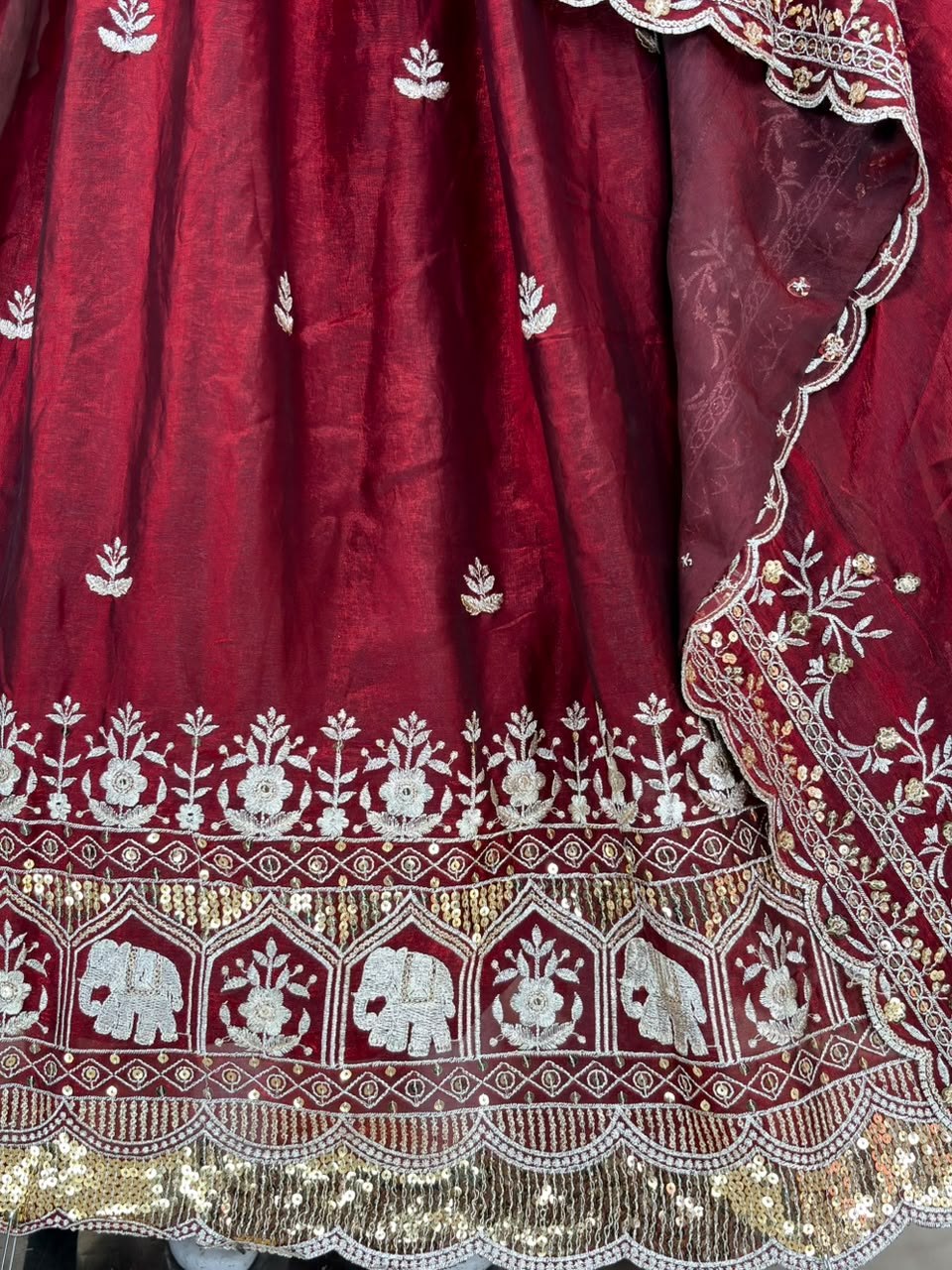 Maroon Fandy Embroidered Anarkali Gown ClothsVilla