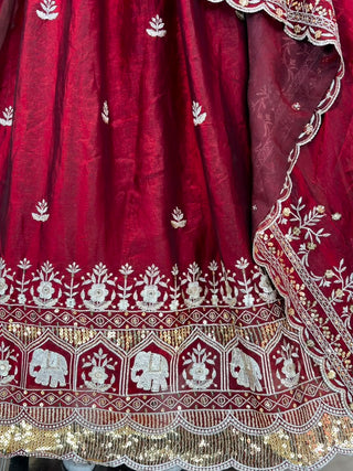 Maroon Fandy Embroidered Anarkali Gown ClothsVilla