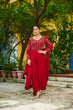 Load image into Gallery viewer, Maroon Faux Blooming Multithread Beads Embroidered Gown Set with Matching Bottom &amp; Dupatta – Stitched Ensemble ClothsVilla