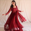 Load image into Gallery viewer, Maroon Faux Blooming Sharara Set with Heavy 3mm Sequins &amp; Zari Embroidery – Full Sleeves, Matching Dupatta &amp; Elegant Detailing ClothsVilla