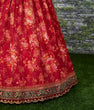 Load image into Gallery viewer, Maroon Floral Printed Organza Bridal Lehenga Choli ClothsVilla