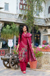 Load image into Gallery viewer, Maroon Floral Roman Silk Salwar Suit – Beads &amp; Blooms Handcrafted Perfection