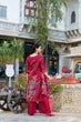 Load image into Gallery viewer, Maroon Floral Roman Silk Salwar Suit – Beads &amp; Blooms Handcrafted Perfection