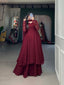 Alluring Maroon Georgette Kurti Palazzo Set with Dupatta - Modern Indian Chic - Set of 3 ClothsVilla
