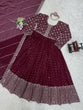 Load image into Gallery viewer, Maroon Glamorous Faux Georgette Gown with Embroidered Dupatta ClothsVilla