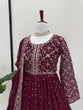 Load image into Gallery viewer, Maroon Glamorous Faux Georgette Gown with Embroidered Dupatta ClothsVilla