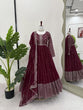 Load image into Gallery viewer, Maroon Glamorous Faux Georgette Gown with Embroidered Dupatta ClothsVilla