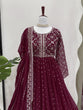 Load image into Gallery viewer, Maroon Glamorous Faux Georgette Gown with Embroidered Dupatta ClothsVilla