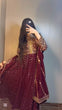 Load image into Gallery viewer, Maroon Glamorous Faux Georgette Gown with Embroidered Dupatta ClothsVilla