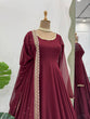 Load image into Gallery viewer, Maroon Glamorous Faux Georgette Gown with Sequined Lace Border &amp; Dupatta ClothsVilla