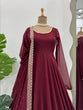 Load image into Gallery viewer, Maroon Glamorous Faux Georgette Gown with Sequined Lace Border &amp; Dupatta ClothsVilla