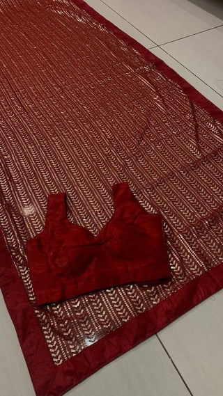 Maroon Glamorous Georgette Sequin Saree ClothsVilla