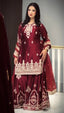 Maroon Glass Satin Embroidered Palazzo ClothsVilla