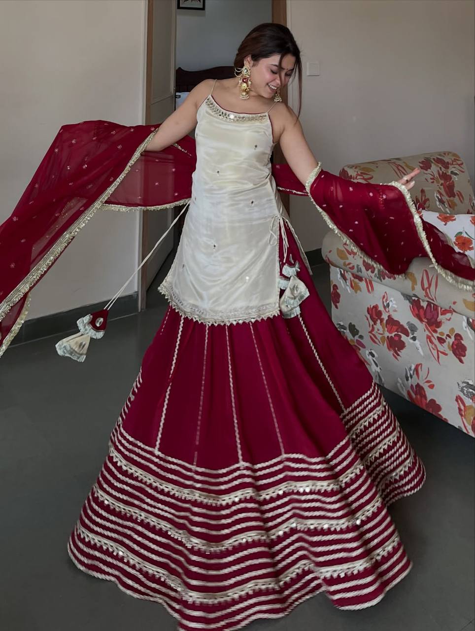 Maroon Graceful Embroidered Lehenga Set ClothsVilla