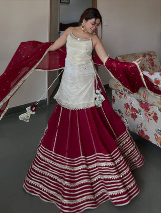 Maroon Graceful Embroidered Lehenga Set ClothsVilla