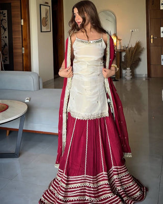 Maroon Graceful Embroidered Lehenga Set ClothsVilla