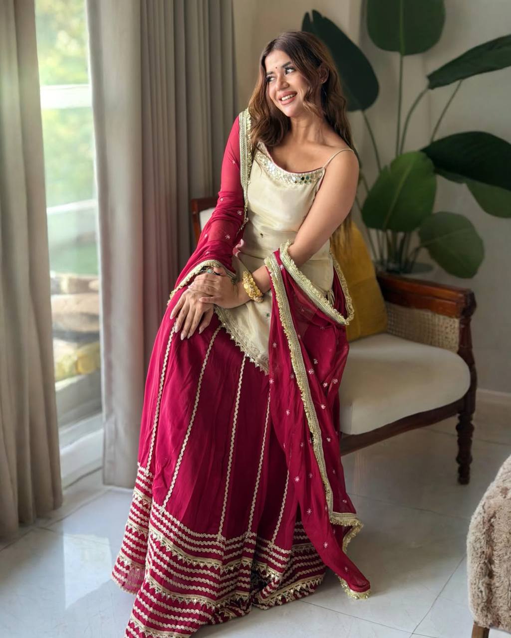 Maroon Graceful Embroidered Lehenga Set ClothsVilla