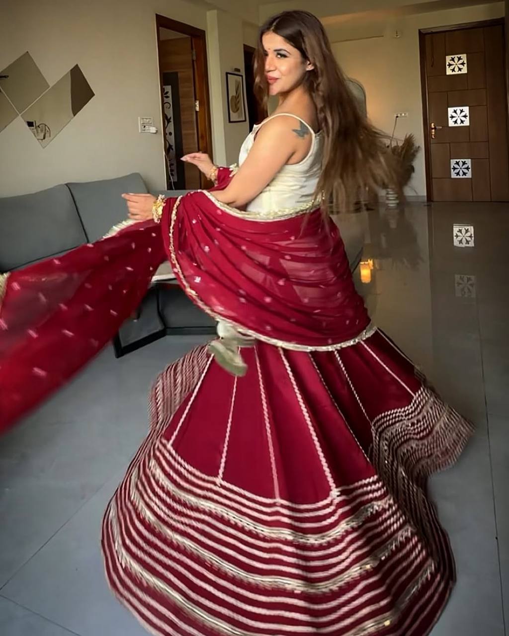 Maroon Graceful Embroidered Lehenga Set ClothsVilla