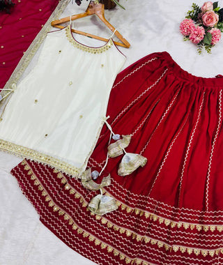 Maroon Graceful Embroidered Lehenga Set ClothsVilla