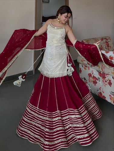 Maroon Graceful Embroidered Lehenga Set ClothsVilla