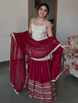 Maroon Graceful Embroidered Lehenga Set ClothsVilla
