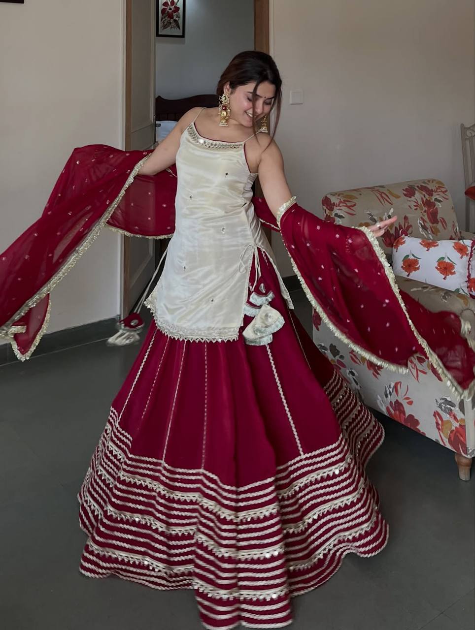 Maroon Graceful Embroidered Lehenga Set ClothsVilla
