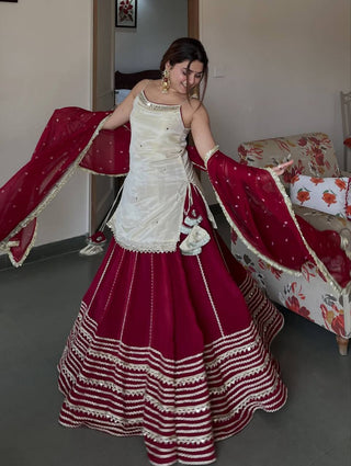 Maroon Graceful Embroidered Lehenga Set ClothsVilla
