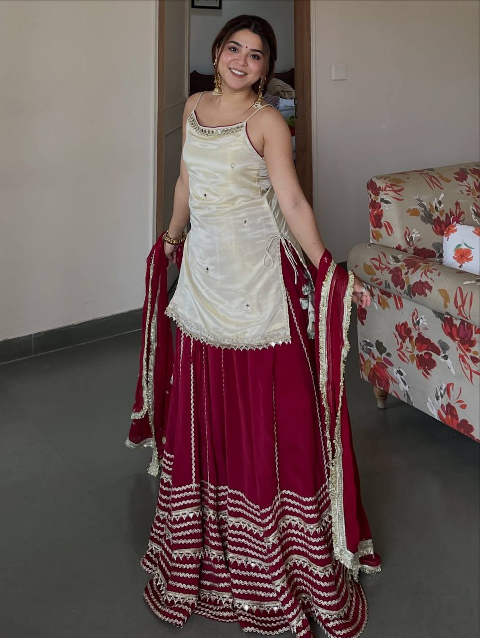 Maroon Graceful Embroidered Lehenga Set ClothsVilla