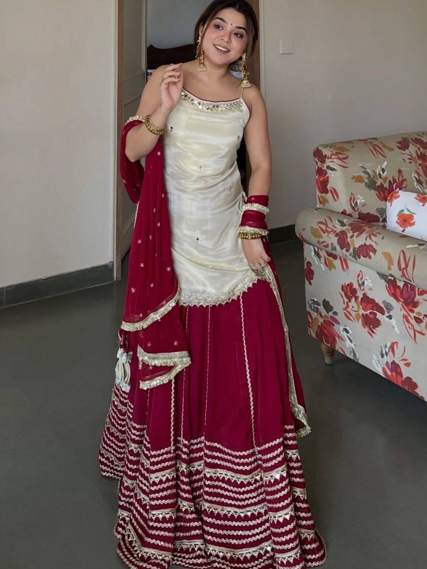 Maroon Graceful Embroidered Lehenga Set ClothsVilla