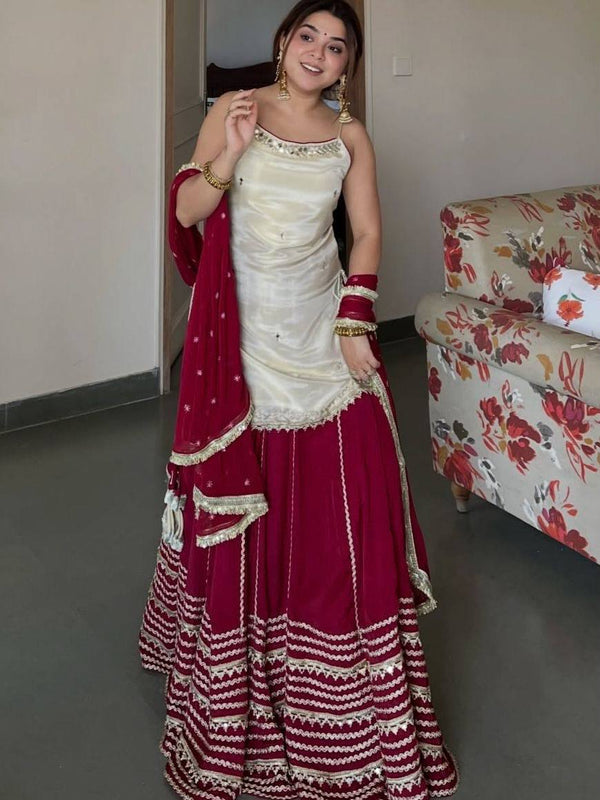 Maroon Graceful Embroidered Lehenga Set ClothsVilla