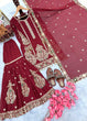 Load image into Gallery viewer, Maroon Heavy Faux Georgette Embroidered Suit Set with Sequin Work &amp; Fancy Latkan Dupatta Clothsvilla