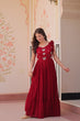Load image into Gallery viewer, Maroon Luxe Faux Blooming Embroidered Gown with Double Frill Sleeves Clothsvilla
