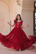 Load image into Gallery viewer, Maroon Luxe Faux Blooming Embroidered Gown with Double Frill Sleeves Clothsvilla