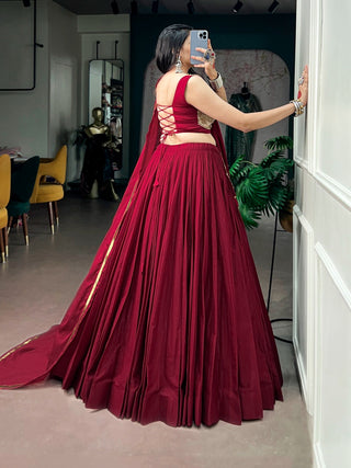 Maroon Mal Cotton Flared Lehenga Choli ClothsVilla