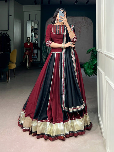 Maroon Mirror Work Lehenga Set ClothsVilla