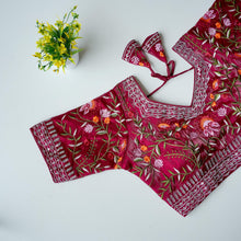 Load image into Gallery viewer, Maroon Multi-Color Embroidered Jimmy Choo Silk Blouse ClothsVilla