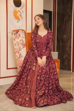 Load image into Gallery viewer, Maroon Muslin Digital Print Suit with Shrug ClothsVilla